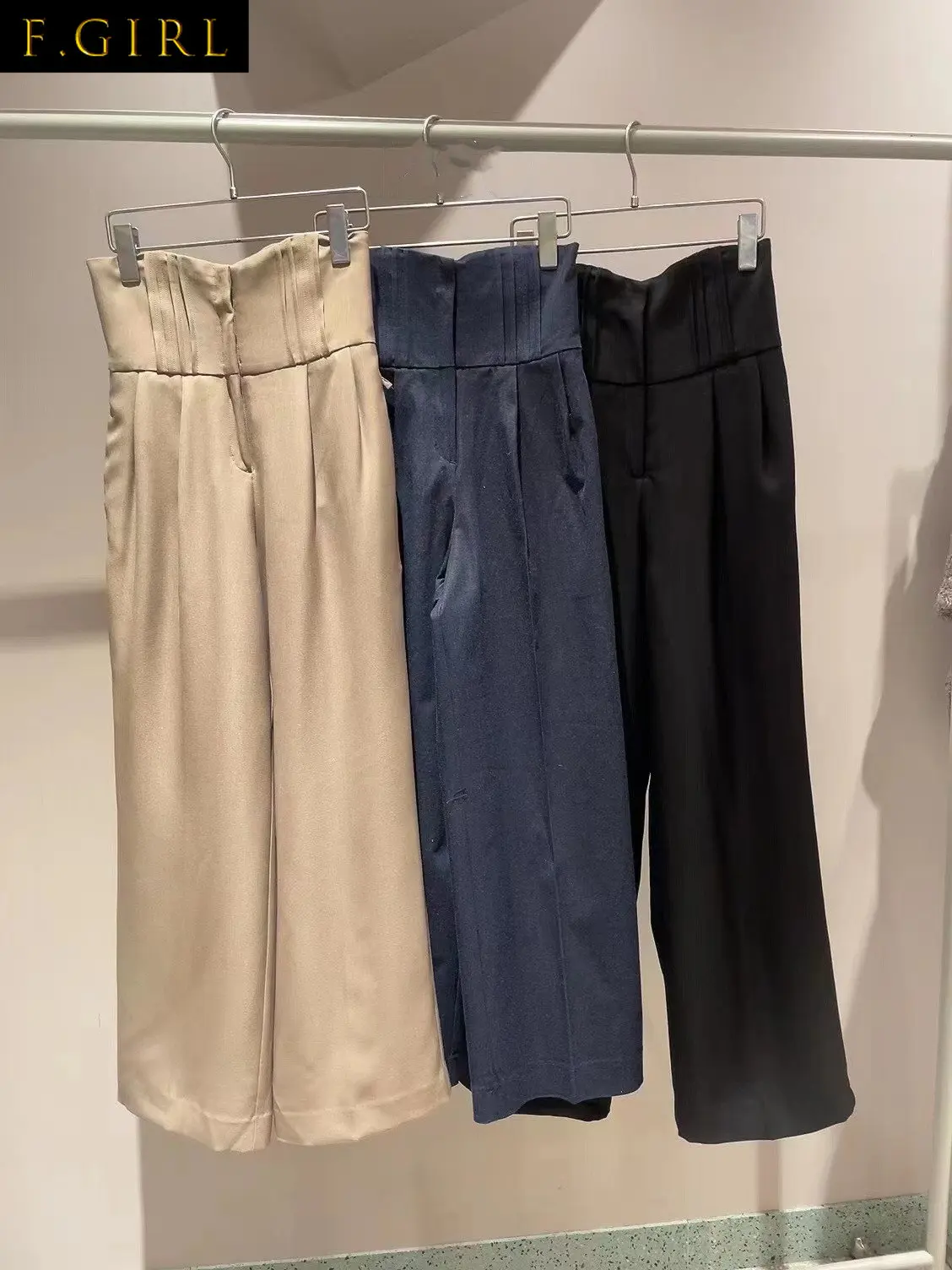 

F GIRLS Y2k Clothes Pants Women JAPAN High Waist Drawstring Slim Trousers Solid Color Wide Leg Suspender Pantalones De Mujer