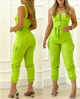 buttoned pocket design jumpsuit women summer 2022 new fashion sexy sleeveless casual jumpsuits