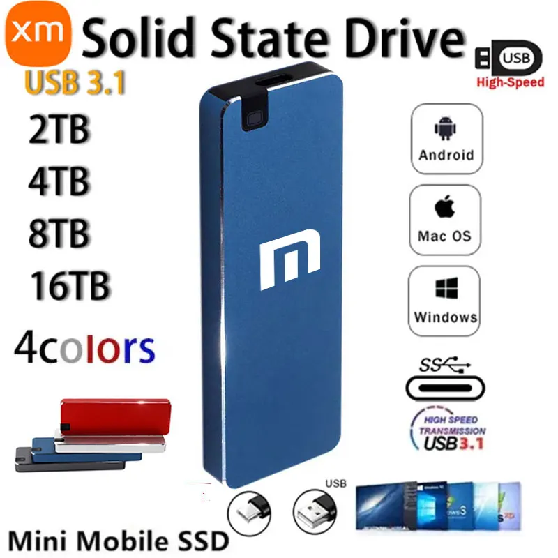 Портативный внешний SSD 1 ТБ USB Type C 3 500 ГБ 2 4 8 твердотельный накопитель мобильный