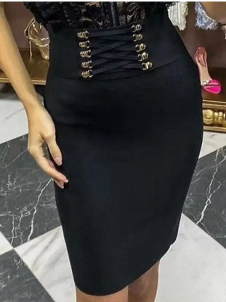 

New Arrival Women Black Red White Bodycon Bandage Skirt Ladies Designer High Waist Sequined Night Club Party Club Pencil Skirt