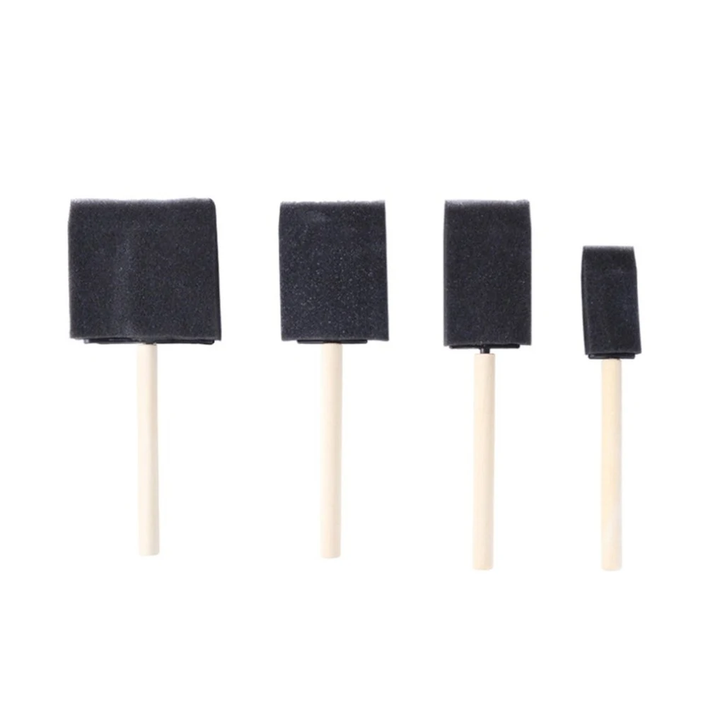

4pcs Kids Drawing Foam Sponge Gift Art Supplies Wooden Handle School Craft Paint Brush Set Toy DIY Graffiti Tool Children