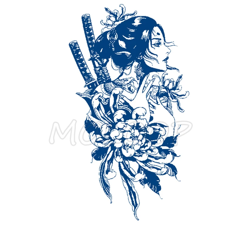 

Juice Tattoo Sticker peony Sword Girl Flower Waterproof Temporary Makeup Fake Tatoo for Women Men Lasting To 5 -15 Days