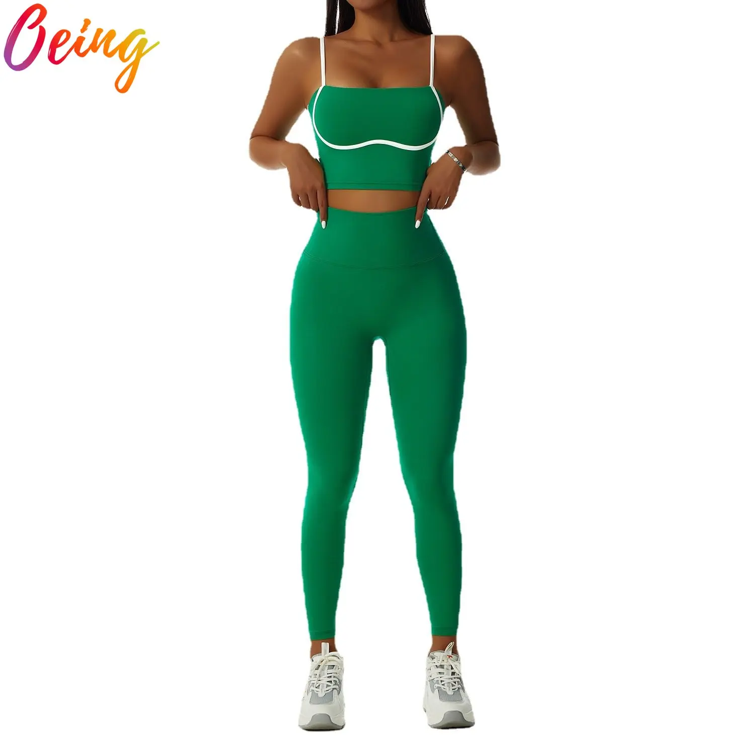 

OEING Women Yoga Set Patchwork Cami Padded Top High Waist Leggings Push Up Workout Sporting Hips Lifting Female Tracksuit 2022