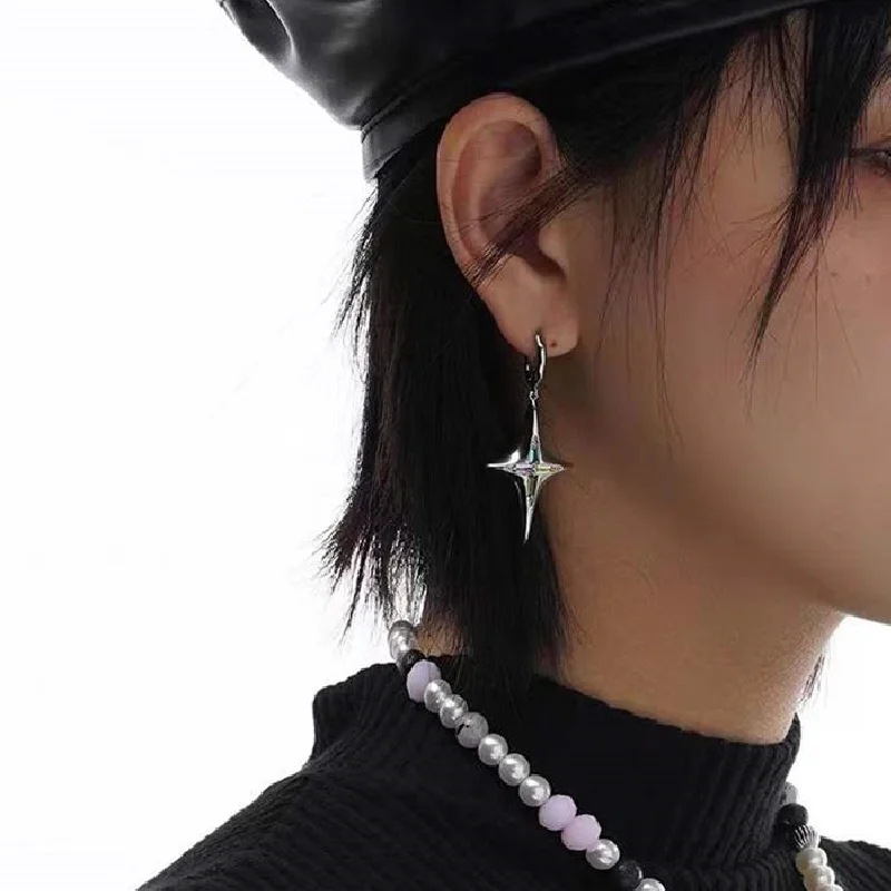 

Unique Design Diamond Star Hanging Earrings Women Zircon Splicing Pendants Hoop Earrings Punk Hipster Star Drop Earring Jewelry