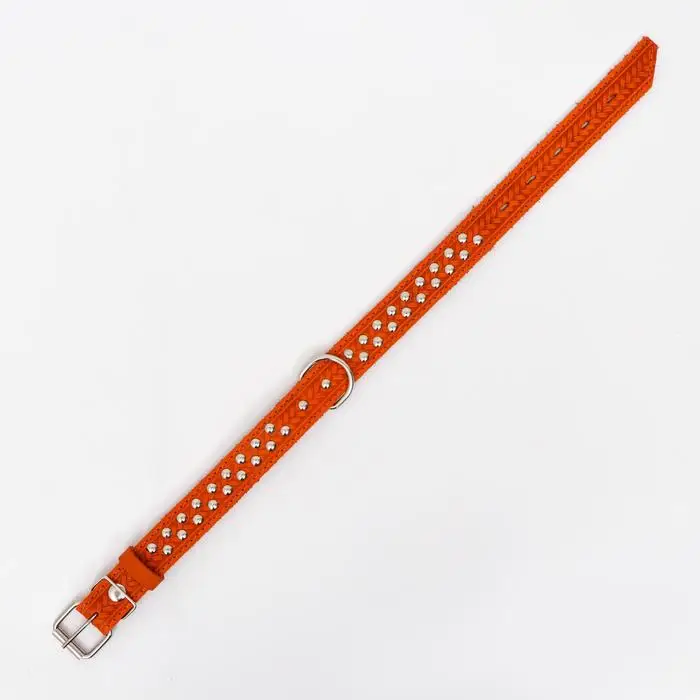Leather single-layer collar cool 60x3 cm Osh 45-57 Red | Дом и сад