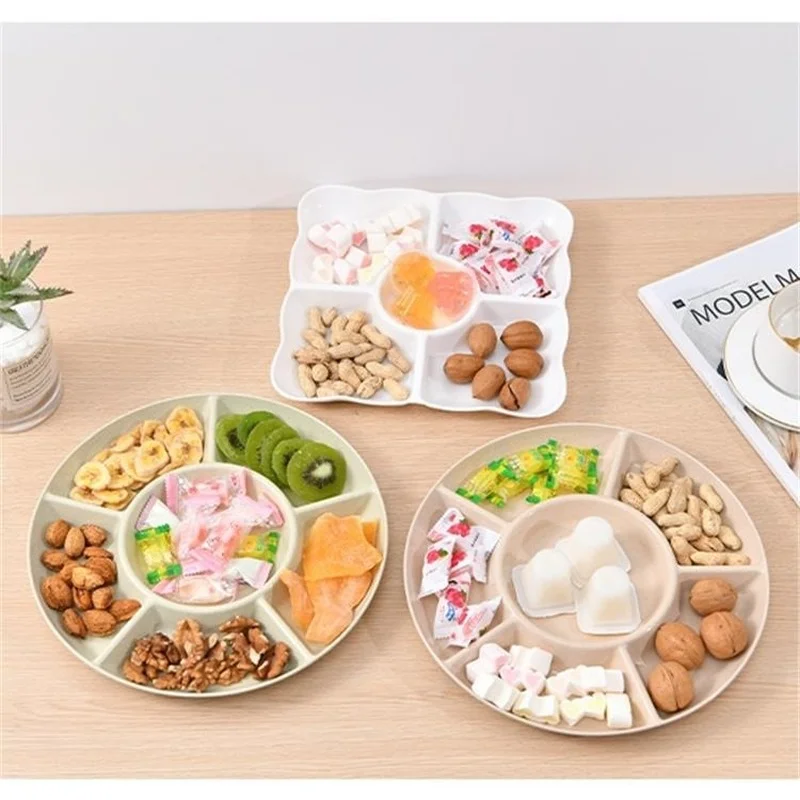 

Food Storage Tray Fruit Nut Platter Candy Snacks Server Dish Divided Dried Snack Plate Appetizer Serving For Party