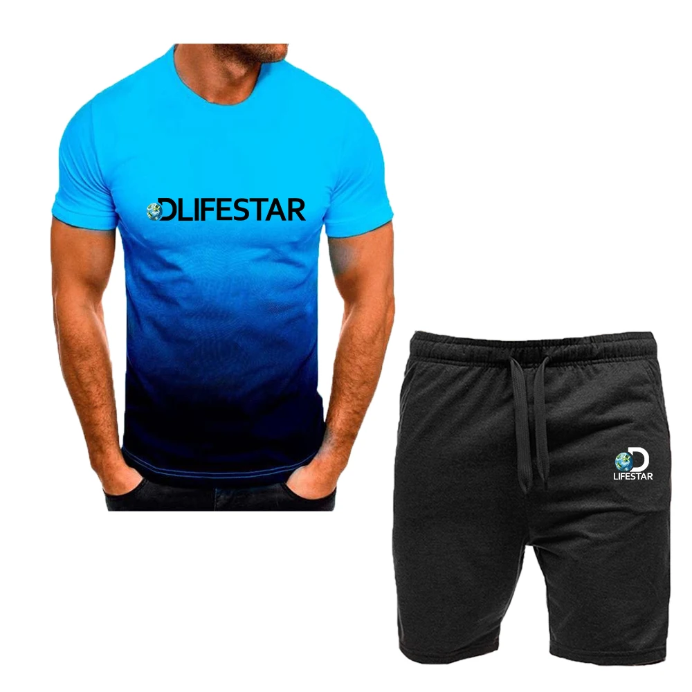 LIFESTAR Tracksuit Set 2023 Summer Sportswear Short-Sleeved T-Shirt+Sportswear Suit Men's Street Sportswear Men's 2-Piece Suit