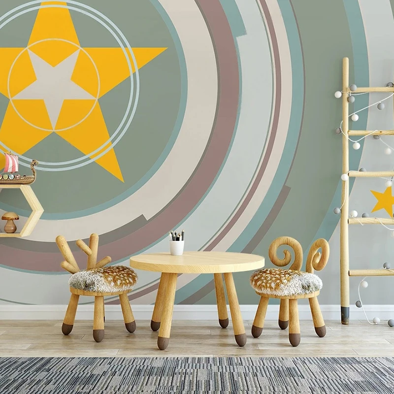 

Children Room Cartoon Background Wall Murals Geometric Stars Custom Decorative Wallpaper Environment Friendly Papel De Parede 3D