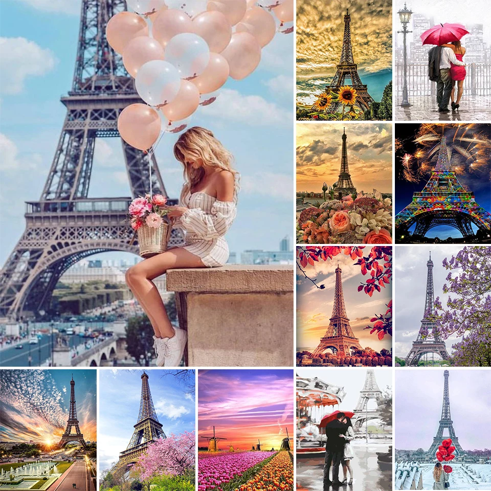 

5D DIY Paris Tower Diamond Painting Rhinestone Picture Full Diamond Embroidery Mosaic Mosaic Cross Stitch Kit Home Decoration