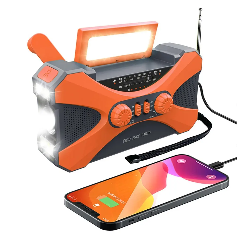 

Portable 10000mAh Emergency Radio Solar Hand Crank Radio AM/FM/NOAA LED Flashlight SOS Alarm Power Bank Speaker Weather Radio