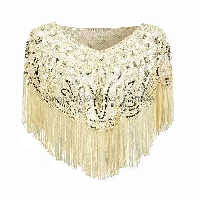 Модные черные золотые блестящие Свадебные шали с блестками болеро из бисера