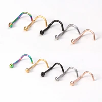5pcs 20g stainless steel nose stud colorful nostril piercing rings for women screw 2mm ball cone new fashion piercing jewelry