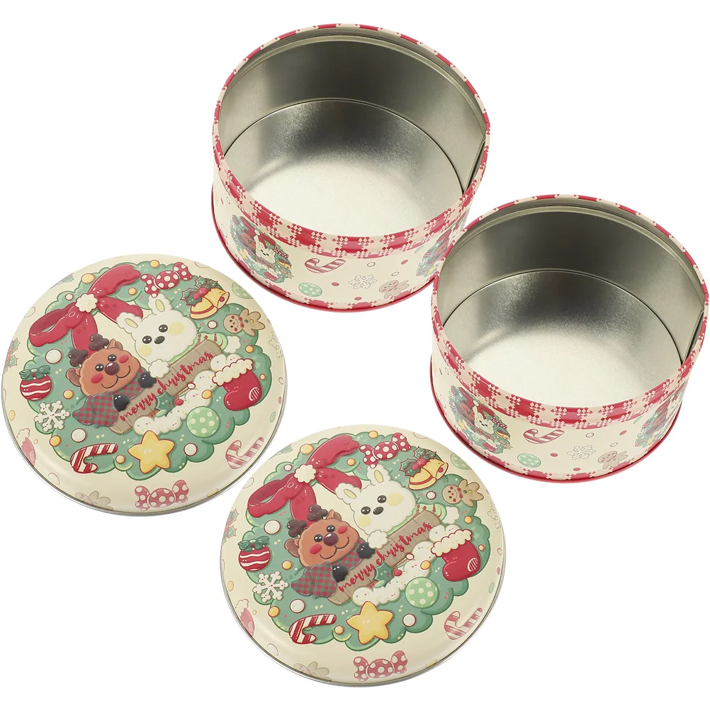 

2 Pcs Sweet Container Christmas Candy Containers Sugar Case Storage Holder Gift Cookie Tins With Lids