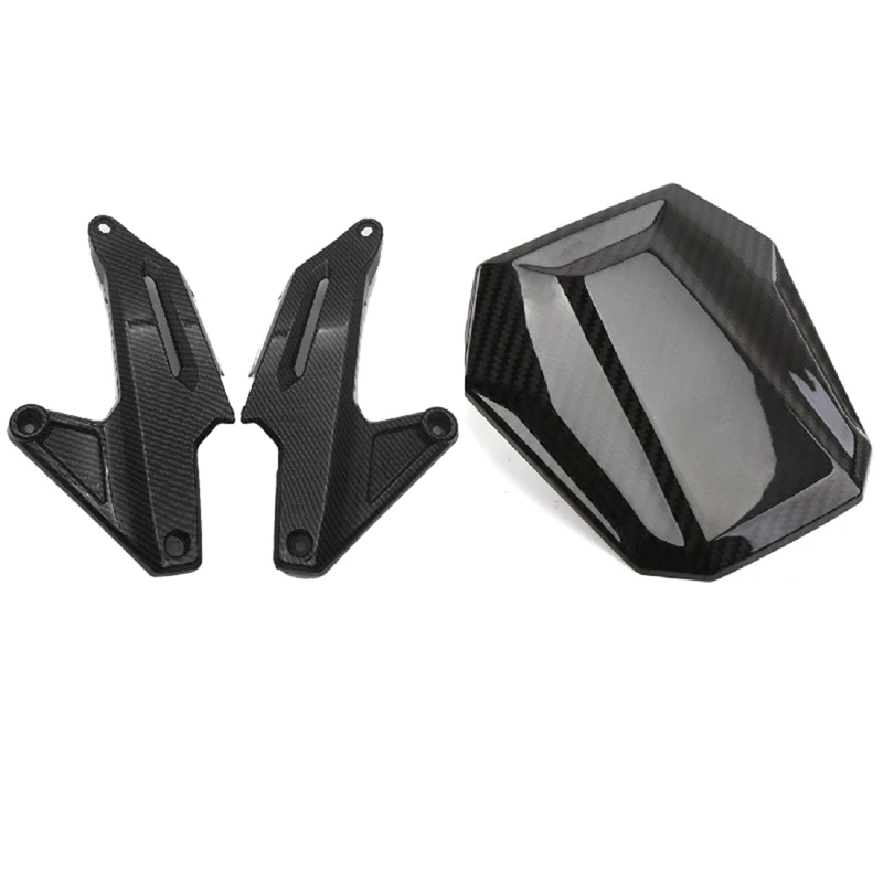2 Set Motorcycle Accessories: 1 Pcs Fuel Tank Cover & 1 Set Footstep Carbon Fiber Pattern Texture Guard