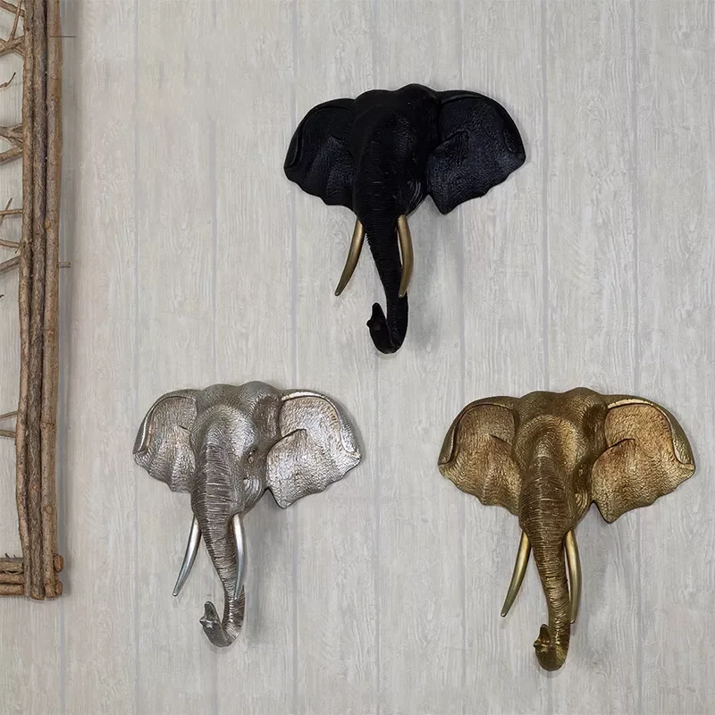 

Декоративный крючок в виде головы слона, подвесной трехмерный настенный кулон, Настенный декор для гостиной, полимерные поделки, предметы и...