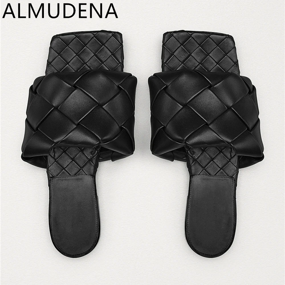 

Сланцы женские с квадратным носком, однотонные летние туфли на плоской подошве, повседневные шлепанцы, открытый носок, для отдыха и прогуло...