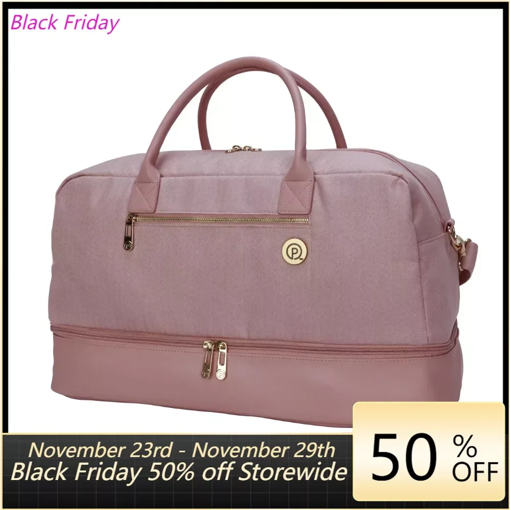 

21" Drop-Bottom Polyester Weekender Duffel Bag - Pearl Blush