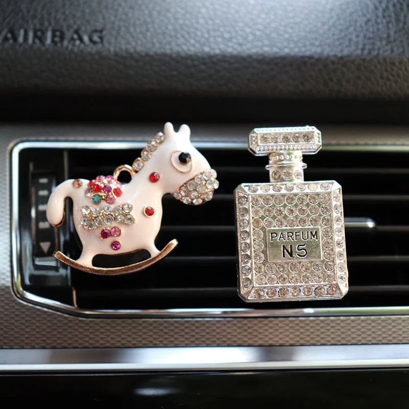 

Diamond Perfume Bottle Decor For Car Air Vent Clip Air Freshener In Auto Decoration Car Aroma Diffuser Car Interior Accessories