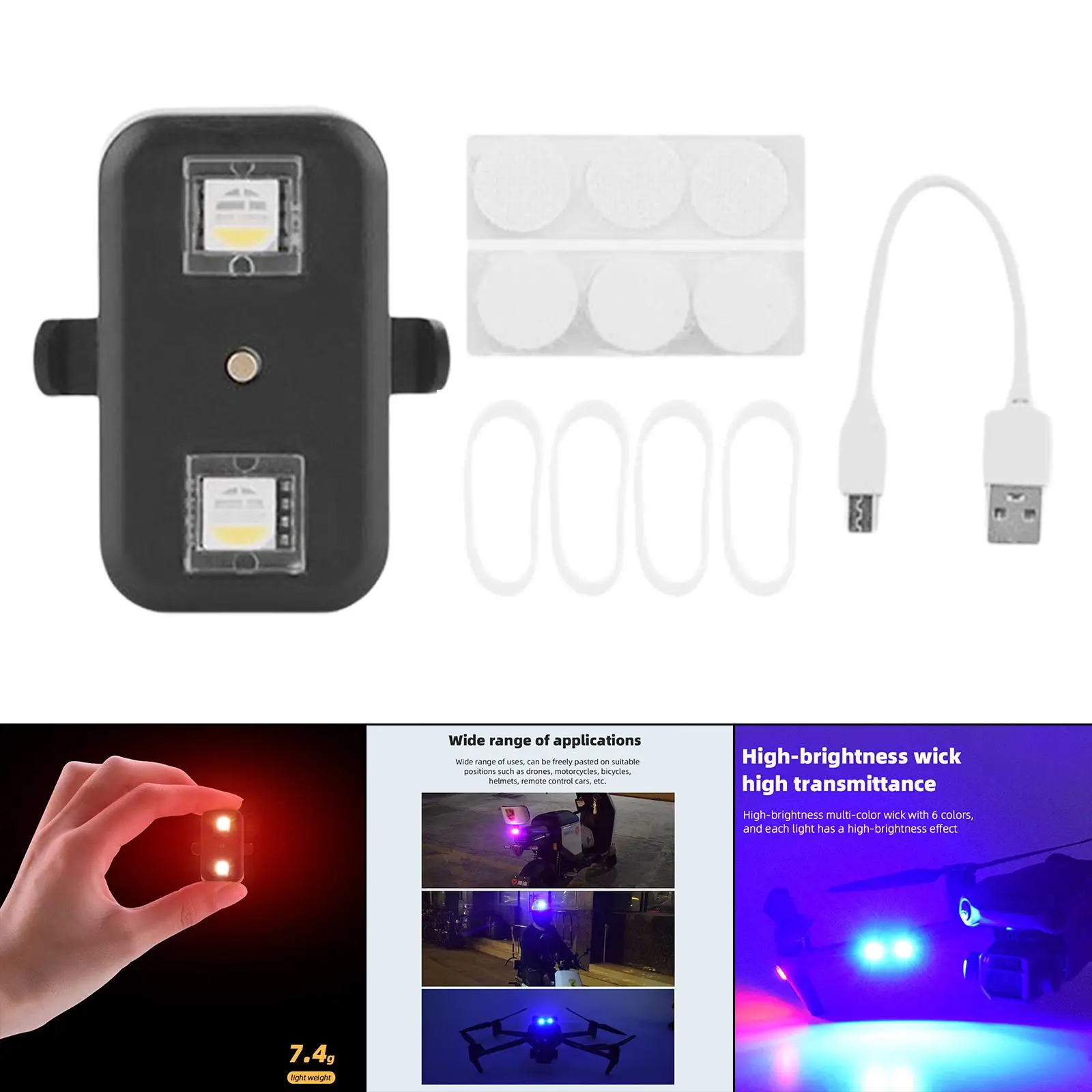 

Rechargeable Strobe Light Anti Collision Lighting 5 Modes Signal Flashing Light Flash Signal Lamp for RC Airplane Modification