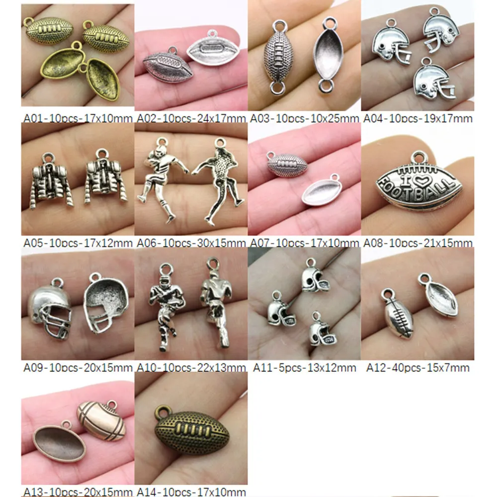 

Football Charm Pendant Jewelry Findings Components Handmade