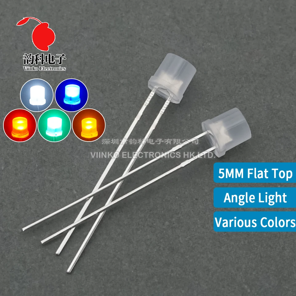 100 шт. 5 мм плоская верхняя белая красная желтая синяя Зеленая лампа в