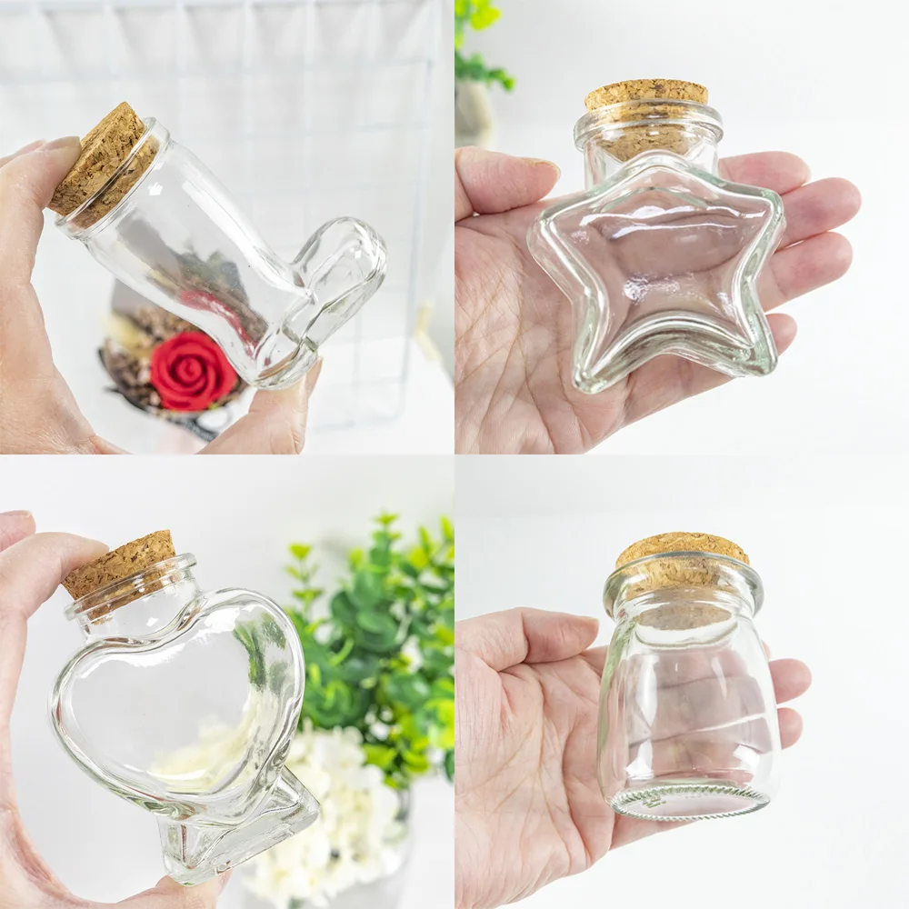 40ml 50 ml 60ml 80ml 100ml Clear Jewelry Ornaments Packing Container Refillable Decoration Crafts Gift Bottle Present Vials 6Pcs