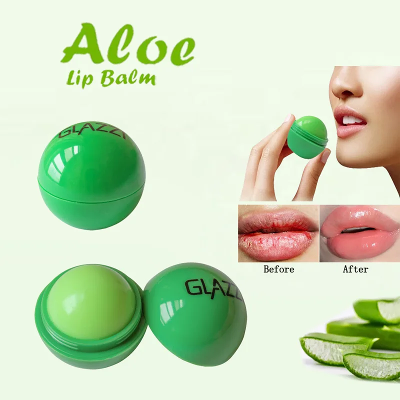 

Natural Aloe Vera Lip Balm Green Spherical Moisturizing Lip Balm Cute Lip Jelly Lip Gloss Lipstick Makeup Moisturizer Lipbalm