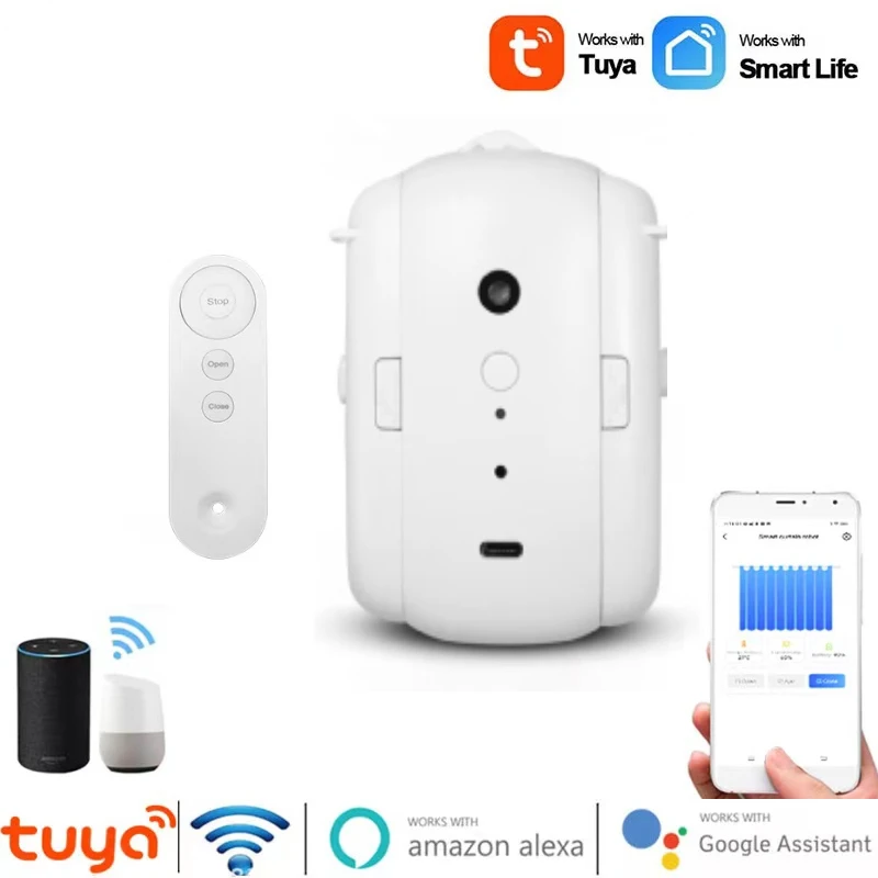 

Tuya Wifi Smart Curtain Motor Switch Electric Curtain Robot T-Rail/U-Rail/Roman Rail Curtain Switch For Alexa Google Assistant