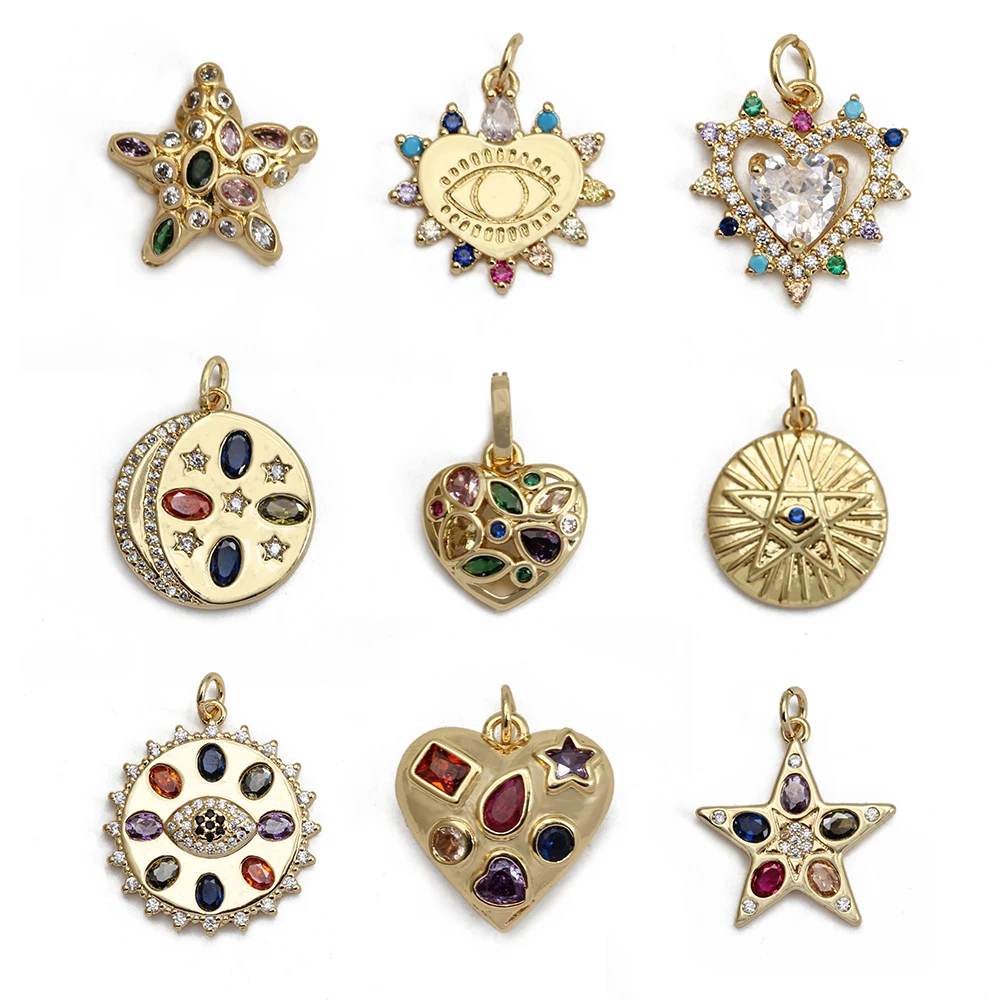 

Meibeads Full zircon Heart Pendant Starfish Evil Eye Diy accessories for jewelry Making fashion necklace Findings One Piece