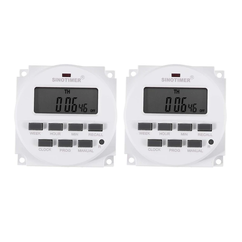 

Sinotimer 2X Tm618h-2 220V Ac Digital Time Switch Output Voltage 220V 7 Day Weekly Programmable Timer Switch For Lights