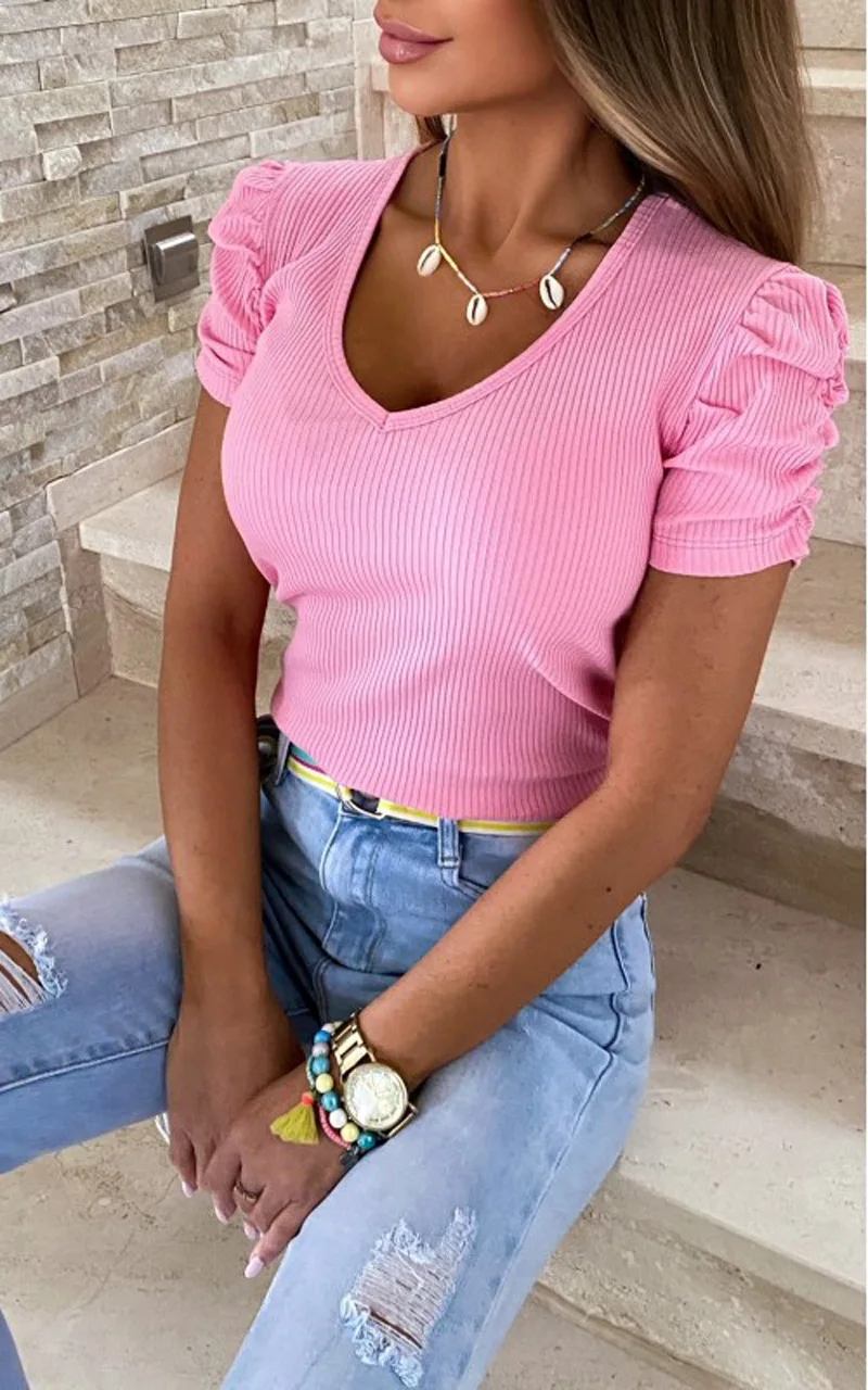 

2022 NEW FASHION WOMEN Women's T-Shirts Solid Color 100% Cotton Summer V-Neck Short Sleeves 2022