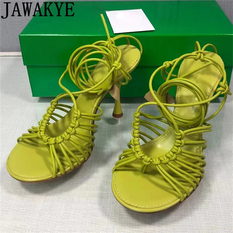 

2022 New Elastic Bandage High Heel Sandals Women Designer Rome Sandals Summer Sexy Hot Sole Luxury Flip Flops Shoes Mujer