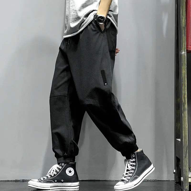 

Брюки мужские в Корейском стиле, весенние спортивные брюки с завязкой на щиколотке, мужские свободные брюки, модная брендовая одежда для ра...