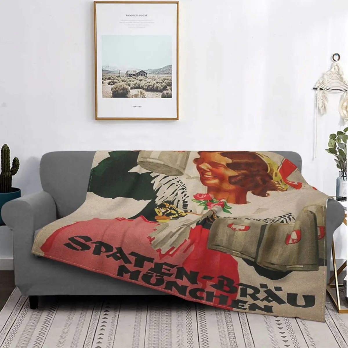 

Manta Vintage de Spaten Brau Beer, cubrecama para cama a cuadros, manta con capucha, toalla de playa de lujo