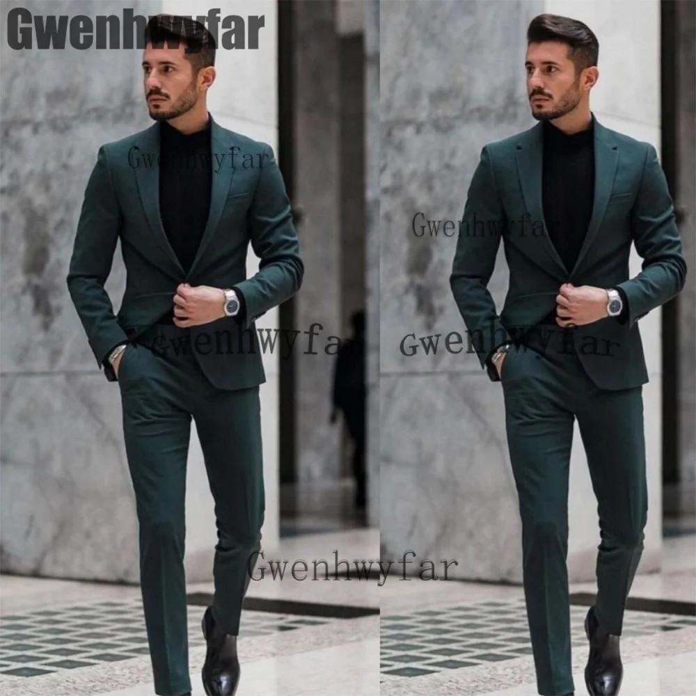 

Gwenhwyfar Handsome Men's Suits Wedding Tuxedos Party Wear 2 Pcs Notch Lapel Groom Suits Slim Tailored Blazer Set（Jacket+Pant）