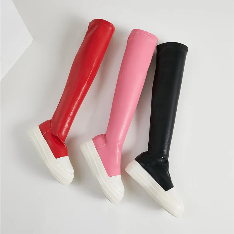 Women Shoes Over Knee High Boots Luxury Trainers Winter Casual Brand Snow Spring Flats Shoes Black Big Size Boots