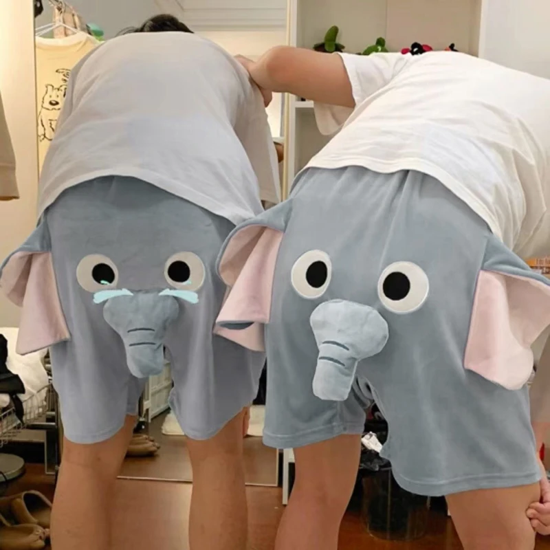 

Lovable Elephant Summer At Home Casual Shorts Men and Women Breathable Funny Comfortable Couple Short Pants Cute Funny Shorts
