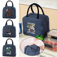 portable lunch bag thermal insulated lunch box tote cooler handbag samurai print bento pouch dinner container food storage bags