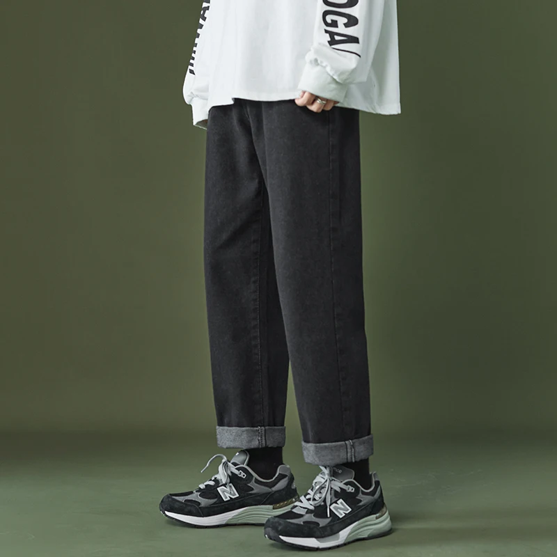 black Jeans Men Fashion Loose Straight Casual Pants Soft Denim Man Cowboy Streetwear Hip Hop Trousers Male Autumn Long Pants