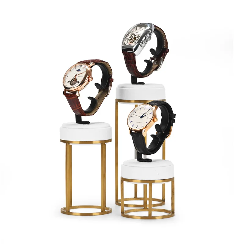 Light luxury watch rack high-end watch bracelet display rack metal microfiber watch display props white
