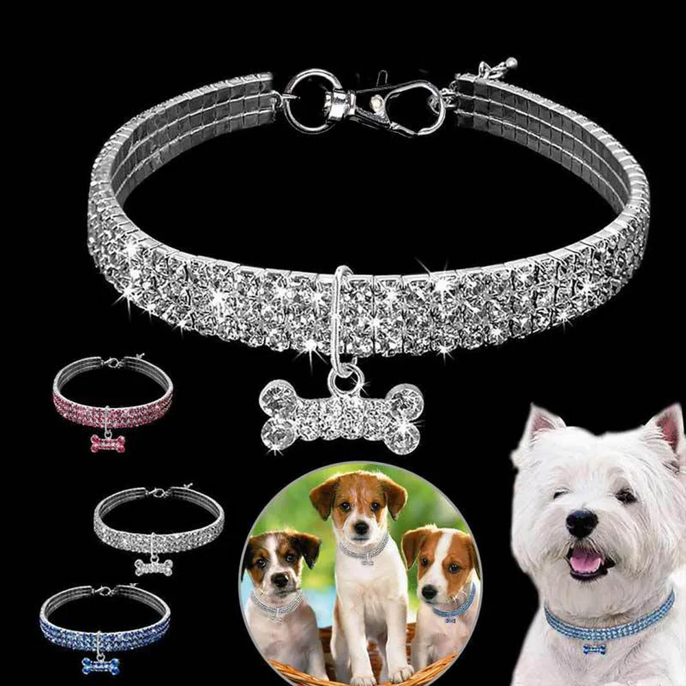 

Bling Rhinestone Dog Collar Adjustable Necklace For Small Dogs Cats Crystal Puppy Chihuahua Cat Dog Collar Leash Pet Accessories