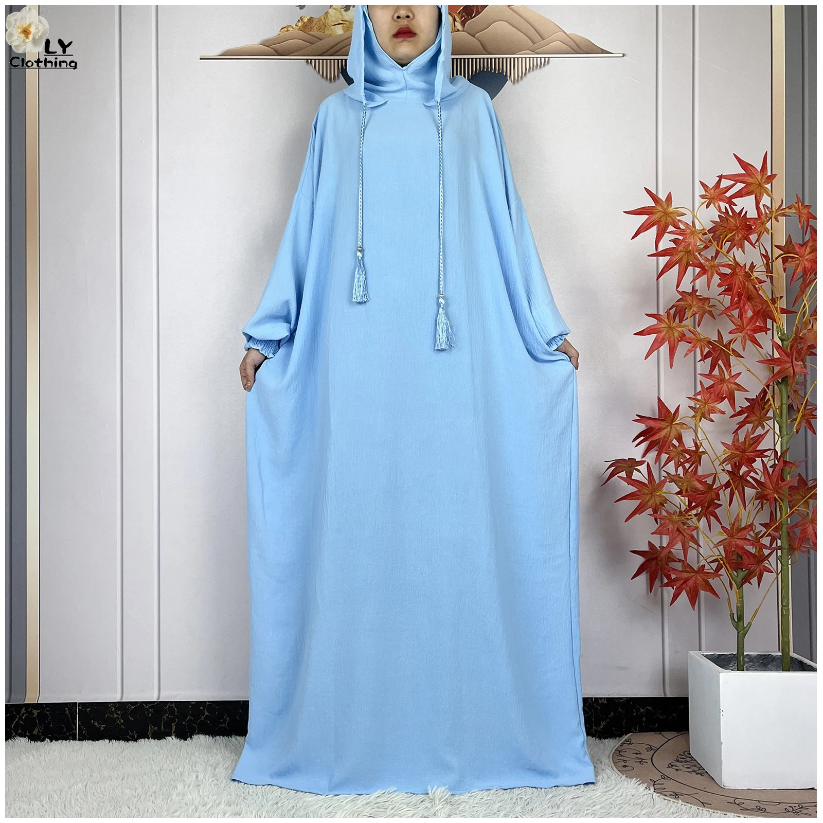 Новый стиль Рамадан Мусульманские две шляпы с длинным рукавом Абая Femme Ислам