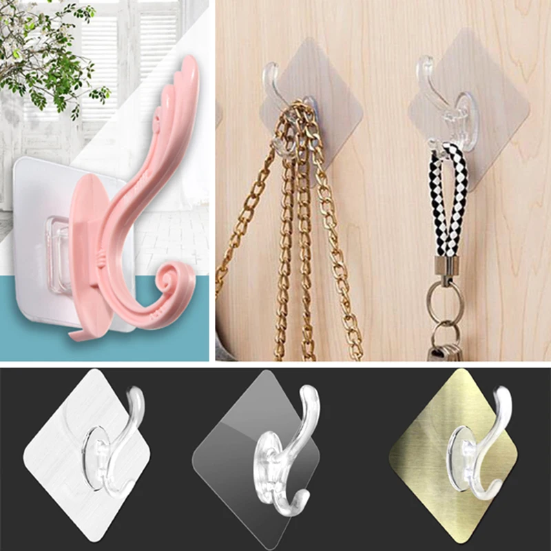 

Transparent Wall Hook Strong Self Adhesive Door Wall Hangers Hooks Suction Heavy Load Rack Cup Sucker Kitchen Bathroom Supplies