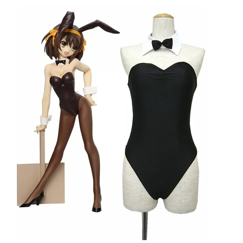 Унисекс аниме Cos The Melancholy of Haruhi Suzumiya Bunny Girl костюмы для косплея наряд Хэллоуин