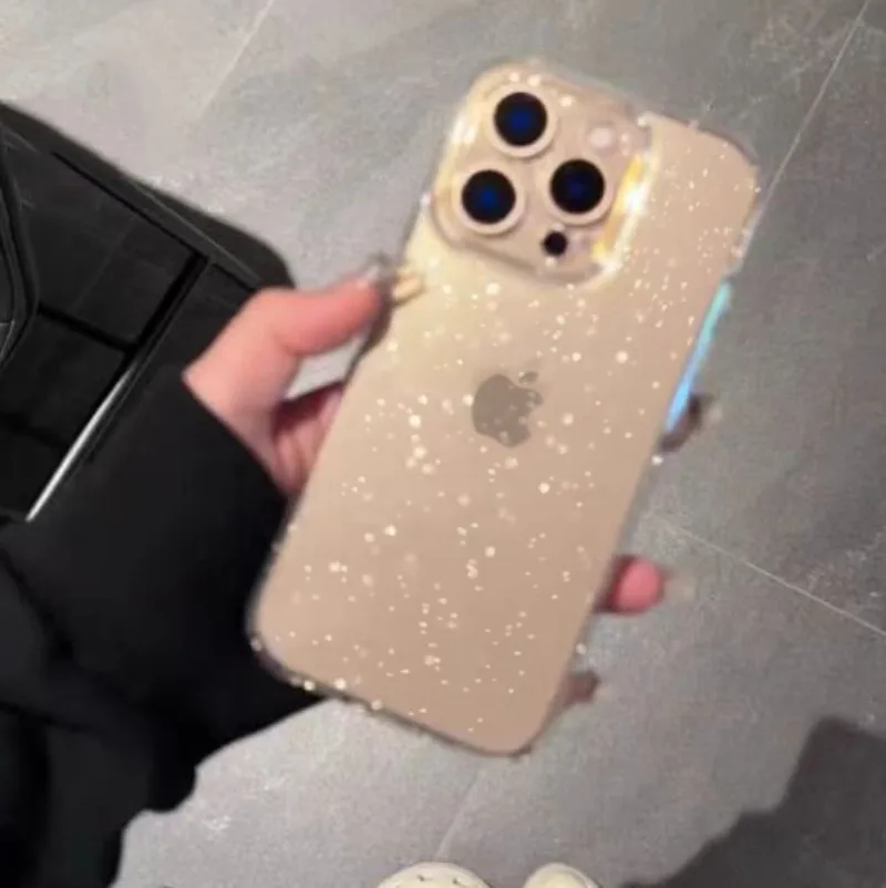 Прозрачный Модный Блестящий Мягкий чехол из ТПУ для iPhone 16 15 14 13 12 11 Pro Max Plus