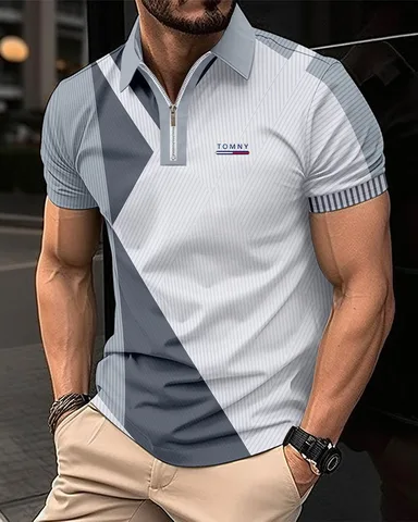 Мужская летняя футболка с коротким рукавом, модная ультратонкая рубашка-поло с коротким рукавом, мужская модель.