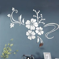 new diy acrylic flower rattan mirror wall stickers 3d crystal creative home room living room background wall decoration stickers