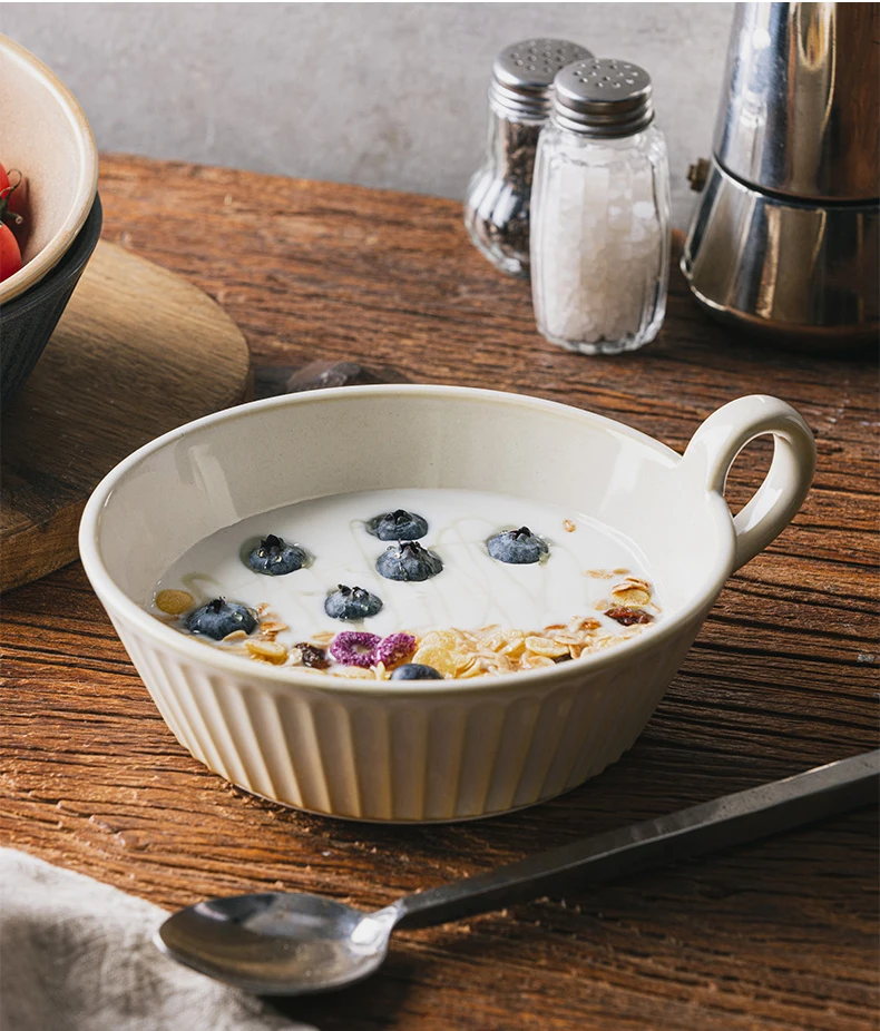 One Ear Breakfast Cup Ceramic Household Milk Cup Oatmeal Bowl High Appearance Level Large Volume Yogurt Bowl