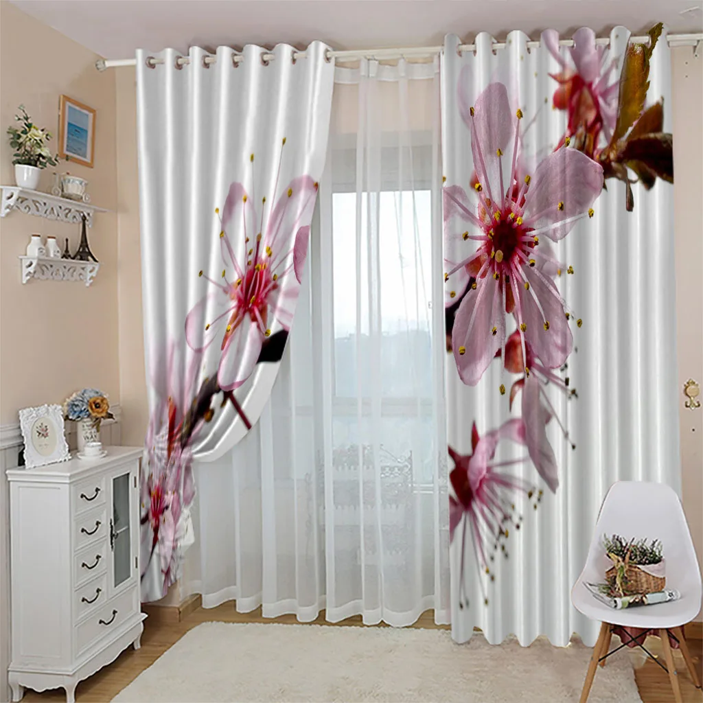Индивидуальные шторы для комнат с розовым персиковым цветком 2 шт. современные
