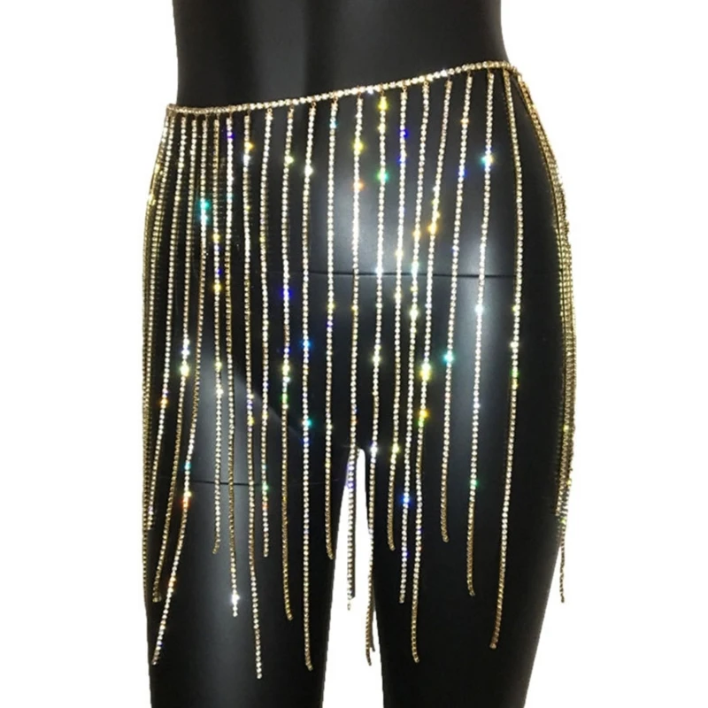 Пояс с бахромой и стразами для танца живота 652F цвет в ассортименте